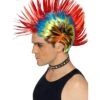 80s Street Punk Wig, Mohawk, Multi-Coloured