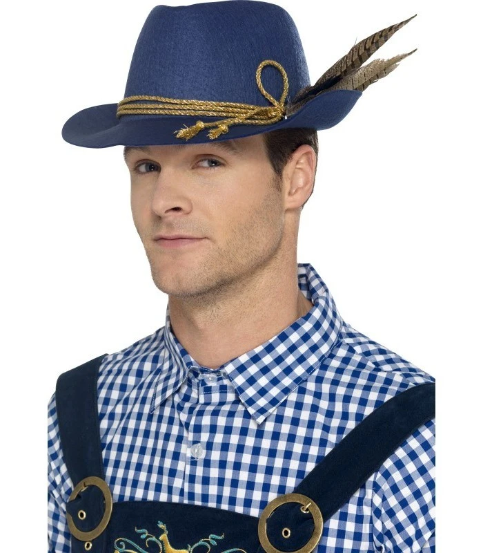 Authentic Bavarian Oktoberfest Hat, Blue 1 Authentic Bavarian Oktoberfest Hat, Blue