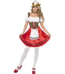 Bavarian Wench Costume, White & Red