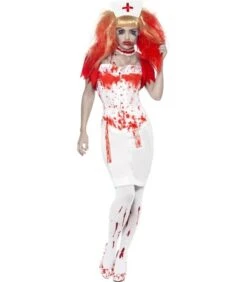 Blood Drip Nurse Costume, White