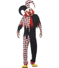 Crazed Jester Costume, Black & Red