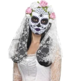 Day Of The Dead Bride Mask, Full Face, White