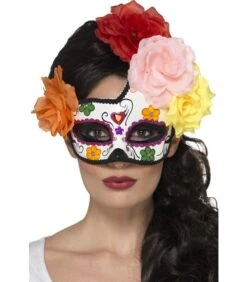Day Of The Dead Crescent Eyemask, Multi-Coloured