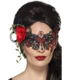 Day Of The Dead Metal Filigree Eyemask, Black