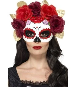 Day Of The Dead Rose Eyemask, Red