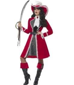 Deluxe Authentic Lady Captain Costume, Red