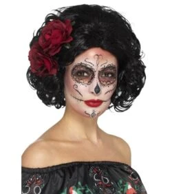 Deluxe Day Of The Dead Doll Wig, Black
