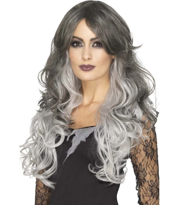 Deluxe Gothic Bride Wig, Grey 1 Deluxe Gothic Bride Wig, Grey