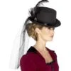 Deluxe Ladies Victorian Top Hat, With Elastic, Bla