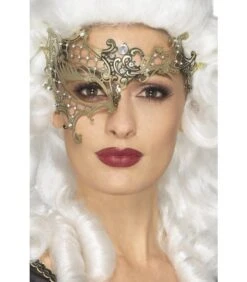 Deluxe Metal Filigree Half Eyemask, Gold