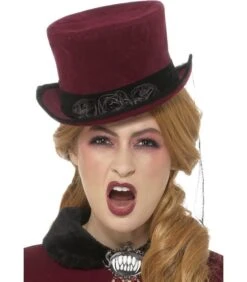 Deluxe Victorian Vampiress Hat, Burgundy