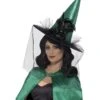 Deluxe Witch Hat, Green & Black