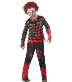 Deluxe Zombie Clown Costume, Red & Green