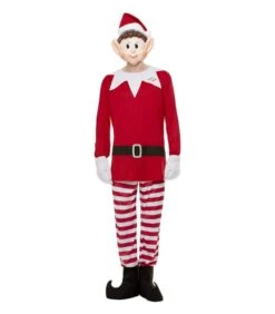 Elves Behavin' Badly Mens Elf Costume, Red & White