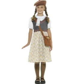 Evacuee School Girl Costume, Grey