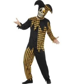 Evil Court Jester Costume, Black & Gold