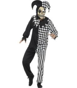Evil Court Jester Costume, Black & White