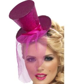 Fever Mini Top Hat On Headband, Hot Pink
