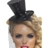Fever Mini Top Hat On Headband, Black