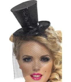 Fever Mini Top Hat On Headband, Black