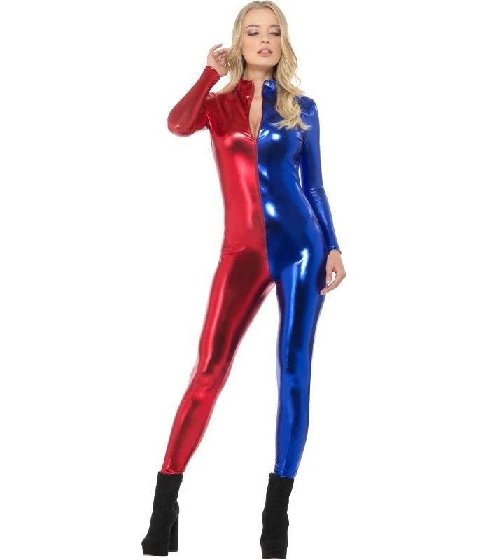 Fever Miss Jester Whiplash Costume, Red & Blue 1 Fever Miss Jester Whiplash Costume, Red & Blue