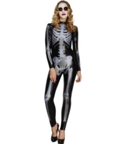 Fever Miss Whiplash Skeleton Costume, Black