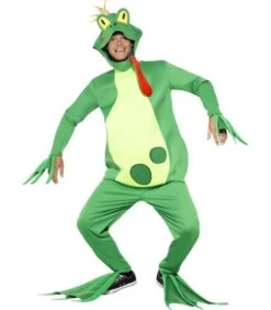 Frog Prince Costume, Top With Attached Gloves, Gre