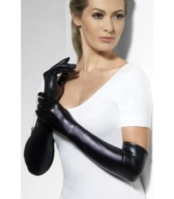 Gloves, Wet Look, Black