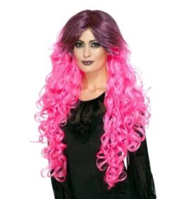 Gothic Glamour Wig, Neon Pink