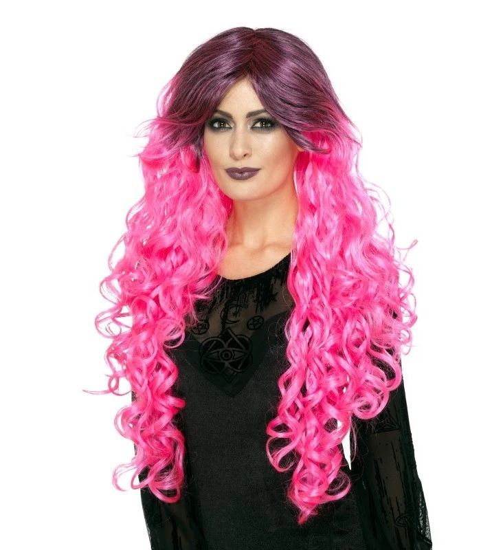 Gothic Glamour Wig, Neon Pink 1 Gothic Glamour Wig, Neon Pink