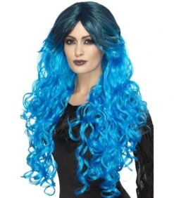 Gothic Glamour Wig, Electric Blue