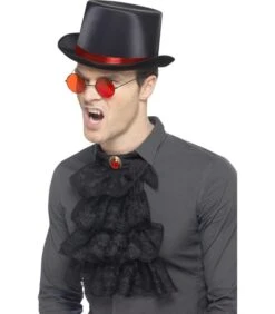 Gothic Kit, With Elastic Inner Rim Top Hat, Red &