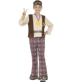 Hippie Boy Costume, With Top, Attached Waistcoat,