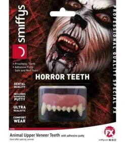 Smiffys Make-Up FX, Horror Teeth, Animal, White