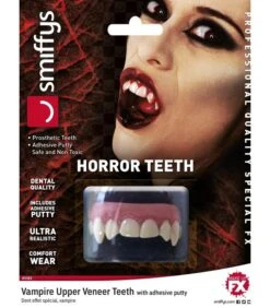 Smiffys Make-Up FX, Horror Teeth, Vampire, White