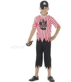Jolly Pirate Boy Costume, Red & White
