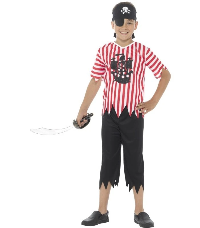 Jolly Pirate Boy Costume, Red & White 1 Jolly Pirate Boy Costume, Red & White