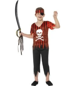 Jolly Roger Pirate Costume, Red