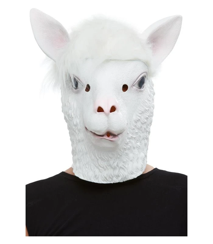 Llama Latex Mask, White 1 Llama Latex Mask, White