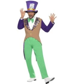 Mad Hatter Costume, Adult, Green & Brown