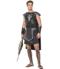 Male Dark Gladiator Costume, Black