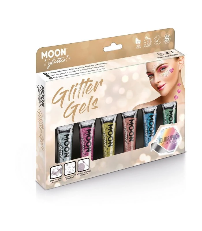 Moon Glitter Holographic Fine Glitter Gel, Assorte 1 Moon Glitter Holographic Fine Glitter Gel, Assorte