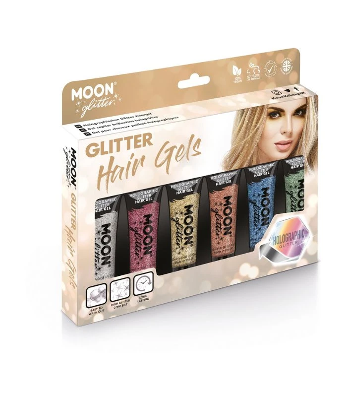 Moon Glitter Holographic Glitter Hair Gel, Assorte 1 Moon Glitter Holographic Glitter Hair Gel, Assorte