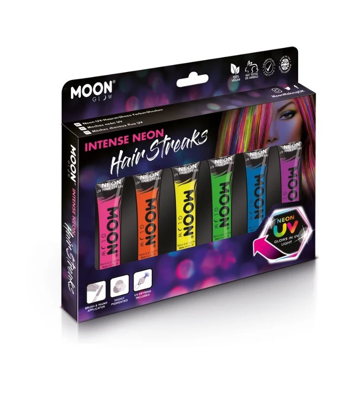 Moon Glow Intense Neon UV Hair Streaks, Assorted 1 Moon Glow Intense Neon UV Hair Streaks, Assorted