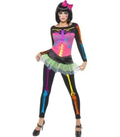 Neon Skeleton Costume, Black