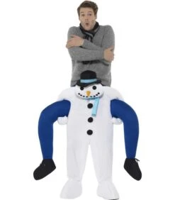 Piggyback Snowman Costume, White