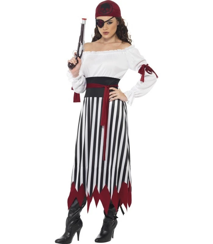 Pirate Lady Costume, Black & White 1 Pirate Lady Costume, Black & White