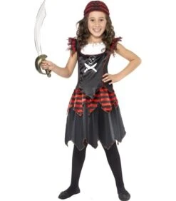 Pirate Skull & Crossbones Girl Costume, Black