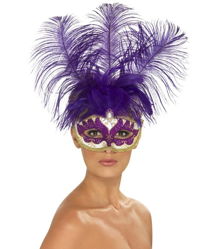 Can Can Beauty Eyemask With Feather, Purple 1 Can Can Beauty Eyemask With Feather, Purple