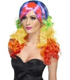Rainbow Curl Wig, Multi-Coloured